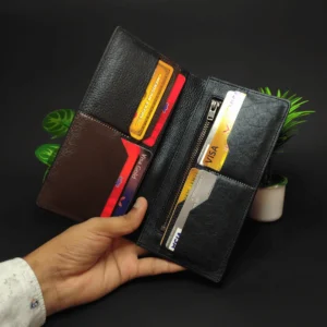 Premium Genuine Leather Long Wallet-Black Color